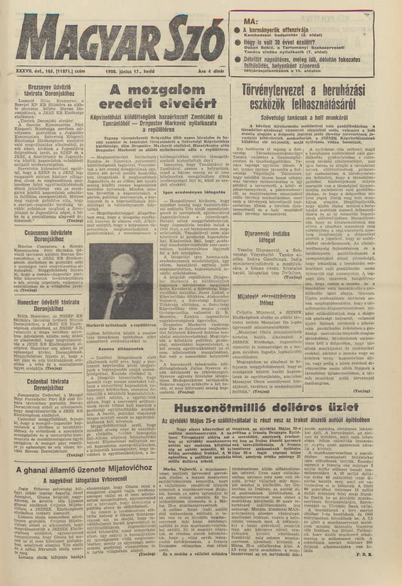Magyar Szó, 37. évf. 1980. június 17. 165. sz. 1–20. oldal