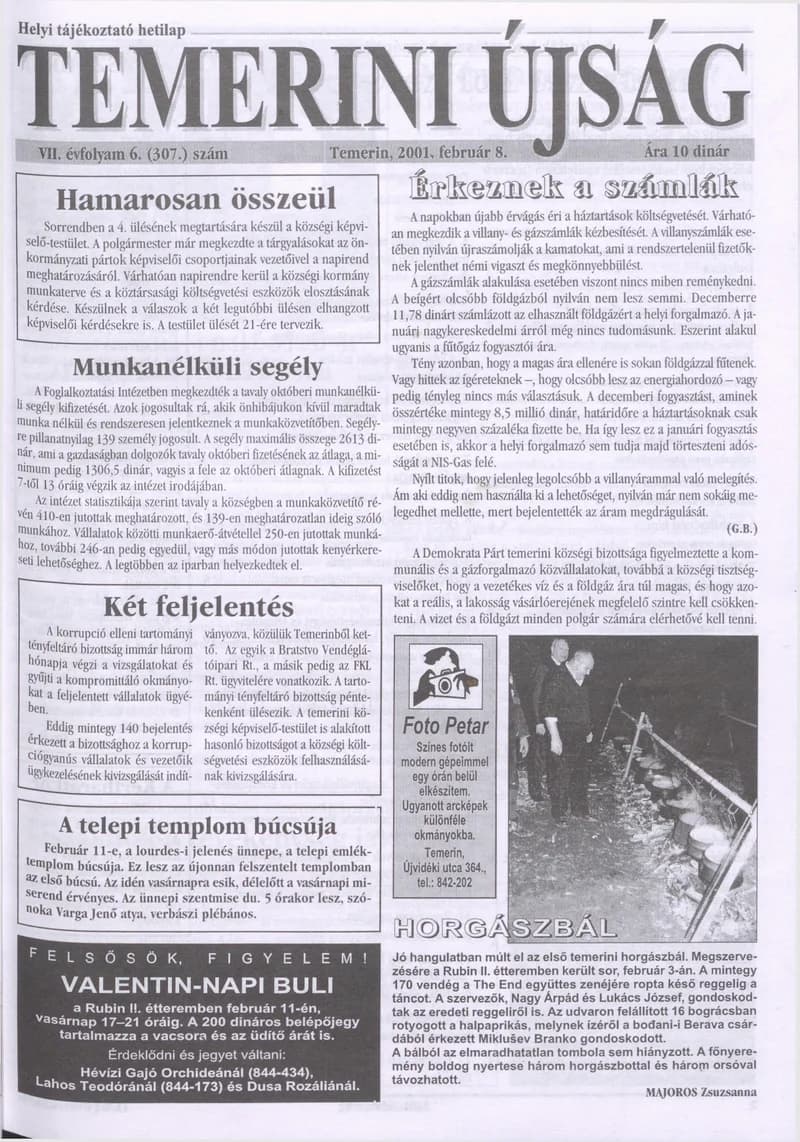 Temerini Újság, 7. évf. 2001. február 8. 6. sz.
