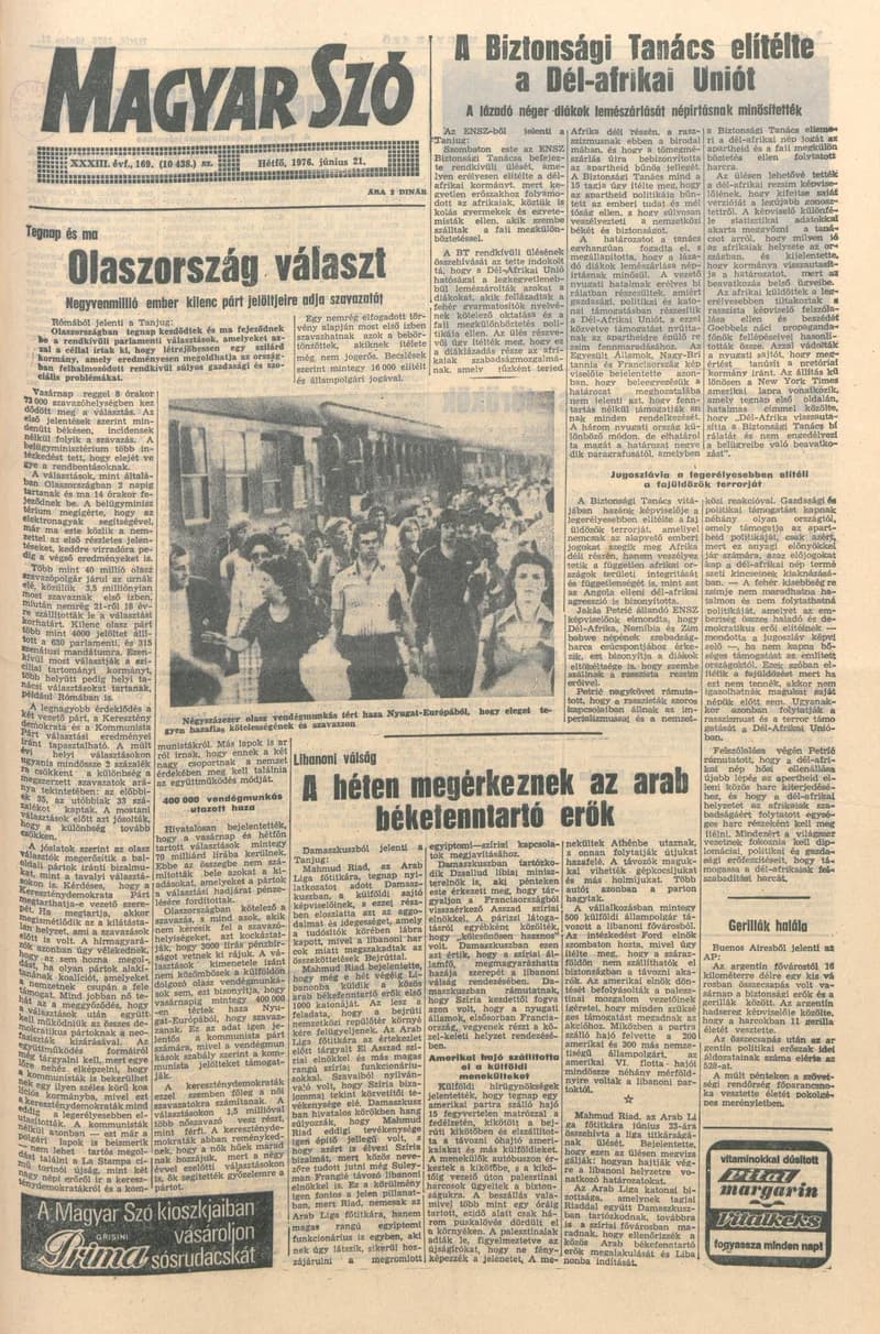 Magyar Szó, 33. évf. 1976. június 21. 169. sz. 1–8. oldal
