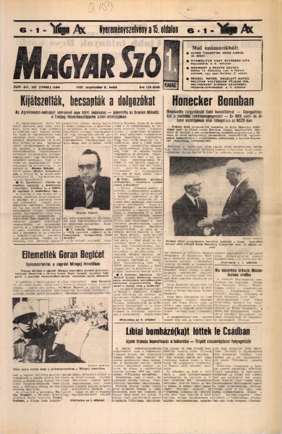 Magyar Szó, 44. évf. 1987. szeptember 8. 247. sz. 1–16. oldal