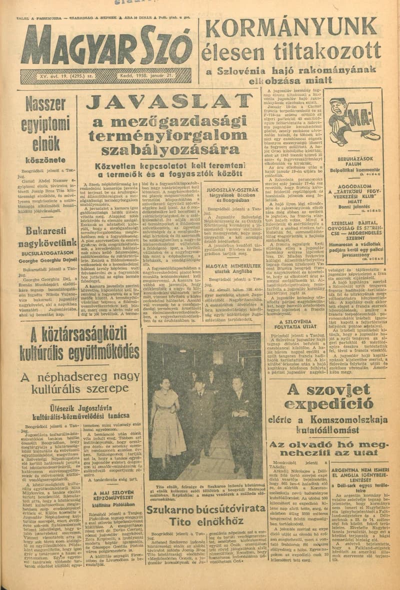 Magyar Szó, 15. évf. 1958. január 21. 19. sz. 1–10. oldal