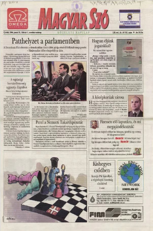 Magyar Szó, 61. évf. 2004. január 31. – február 1. 24. sz. 1–36. oldal