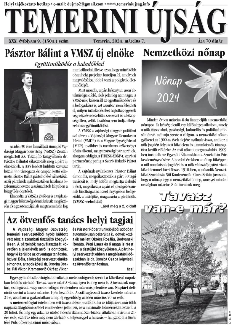 Temerini Újság, 30. évf. 2024. március 7. 9. sz.