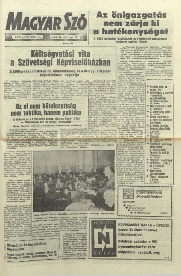Magyar Szó, 26. évf. 1969. november 27. 328. sz. 1–20. oldal