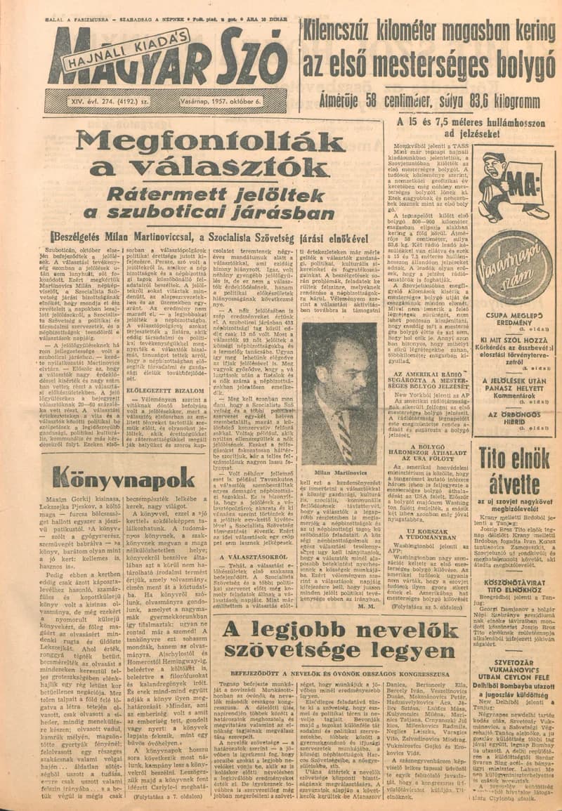 Magyar Szó, 14. évf. 1957. október 6. 274. sz. 1–24. oldal