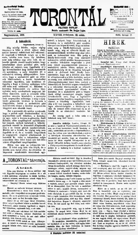 Torontál, 28. évf. 1899. február 13. 35. sz.
