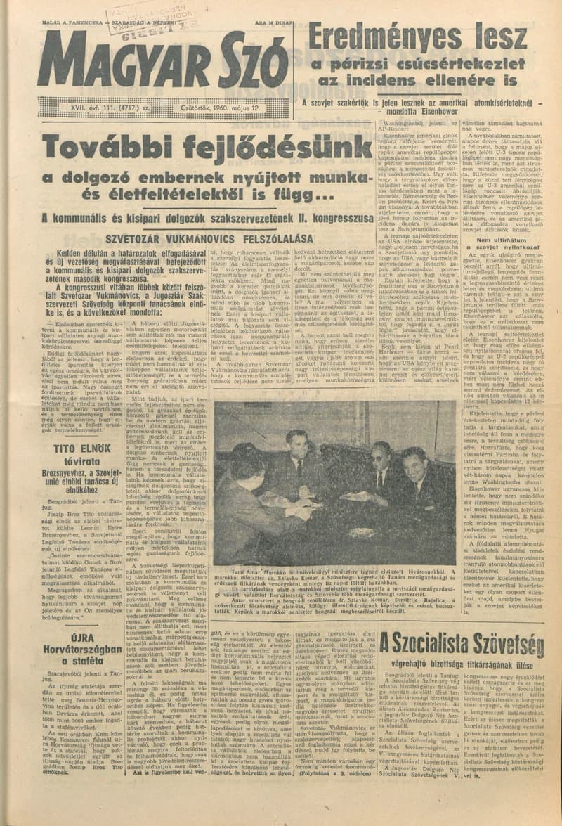 Magyar Szó, 17. évf. 1960. május 12. 111. sz. 1–12. oldal