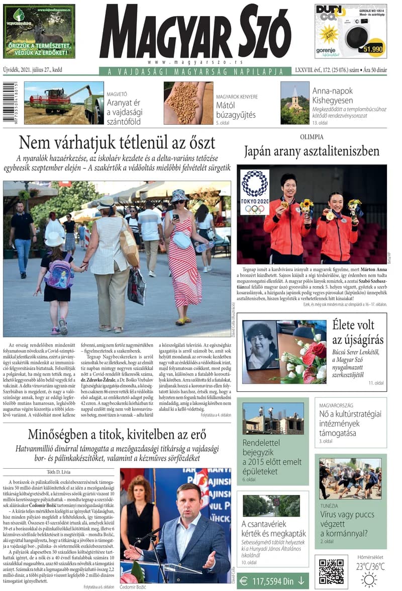 Magyar Szó, 78. évf. 2021. július 27. 172. sz. 1–20. oldal