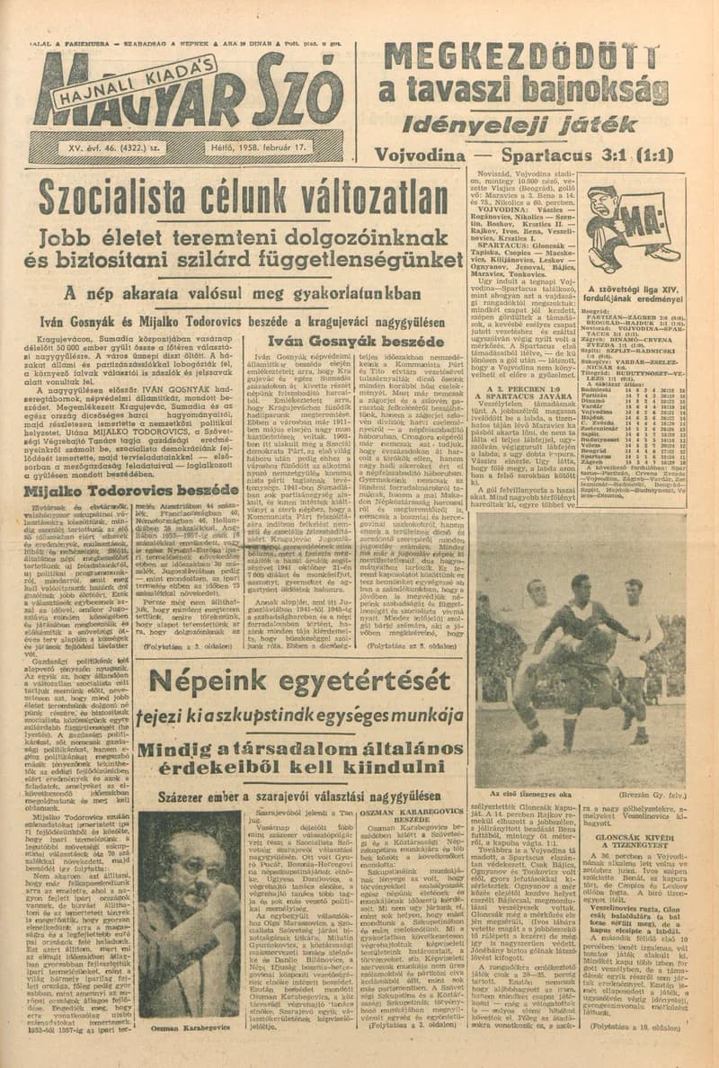 Magyar Szó, 15. évf. 1958. február 17. 46. sz. 1–10. oldal