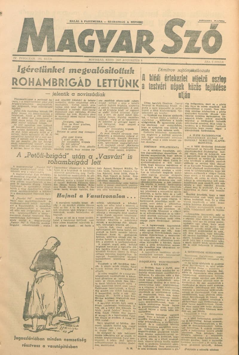 Magyar Szó, 4. évf. 1947. augusztus 5. 192. sz. 1–6. oldal