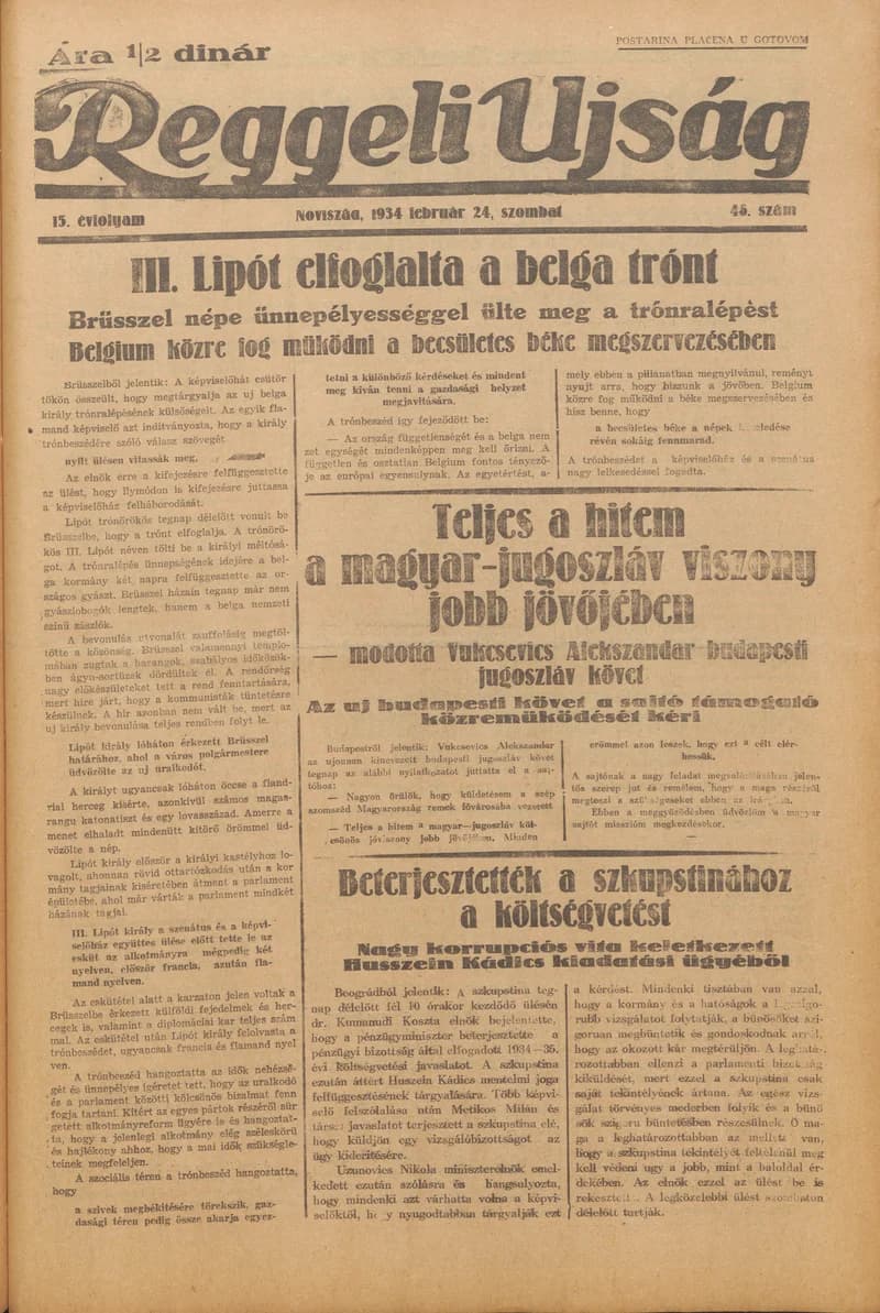 Reggeli Újság, 15. évf. 1934. február 24. 46. sz.
