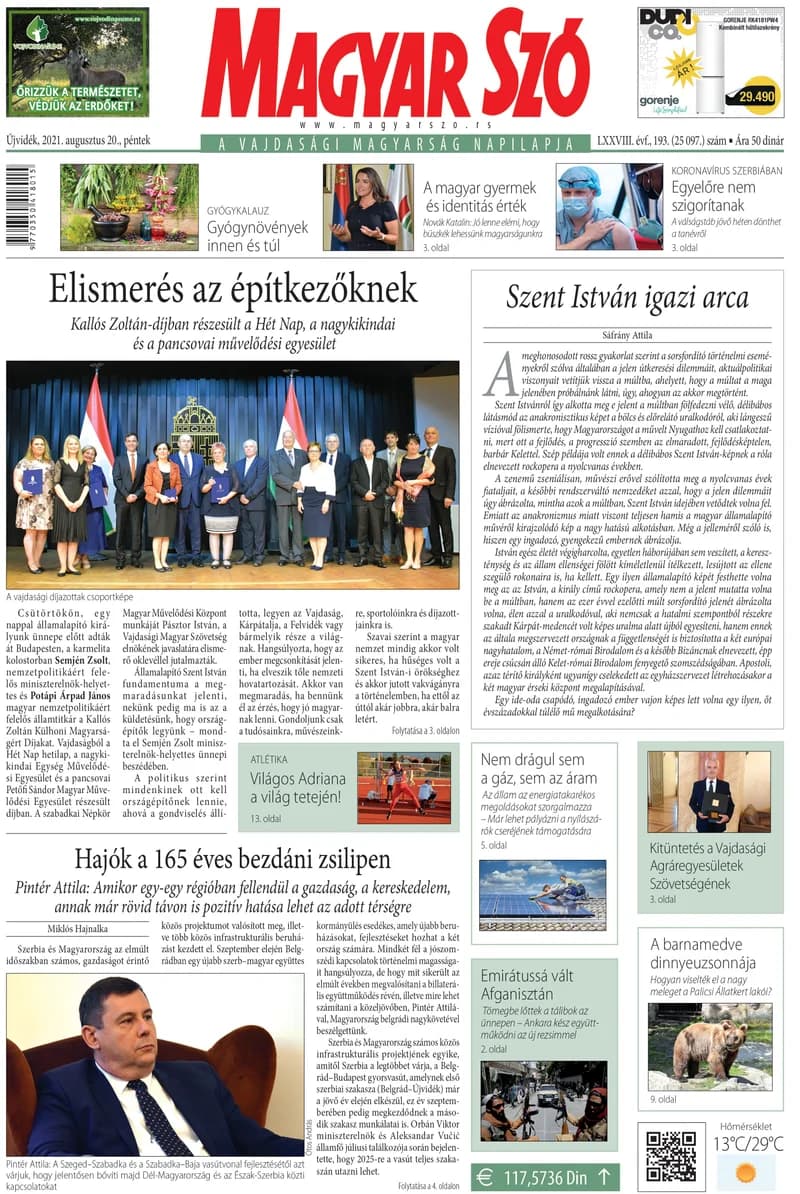 Magyar Szó, 78. évf. 2021. augusztus 20. 193. sz. 1–16. oldal
