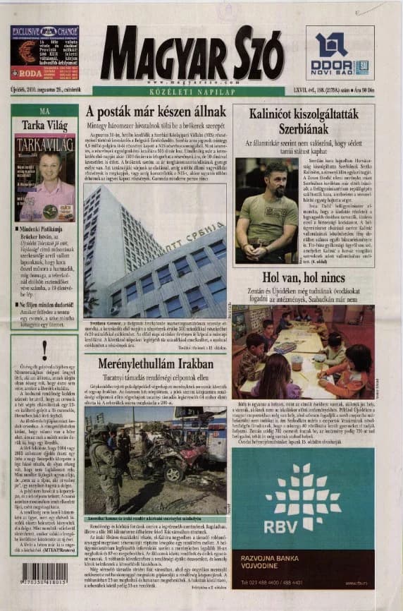 Magyar Szó, 67. évf. 2010. augusztus 26. 198. sz. 1–20. oldal