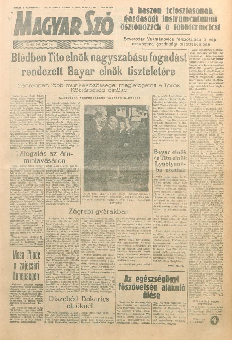 Magyar Szó, 11. évf. 1954. szeptember 8. 244. sz. 1–8. oldal