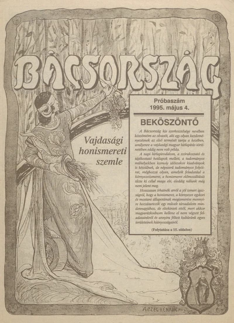 Bácsország, 1. évf. 1995. május 4. Próbaszám