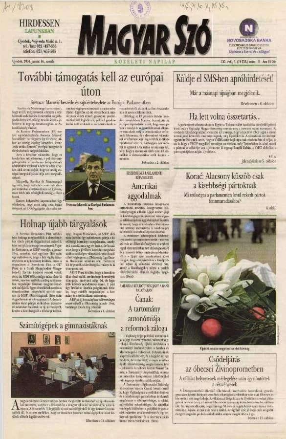 Magyar Szó, 61. évf. 2004. január 14. 9. sz.