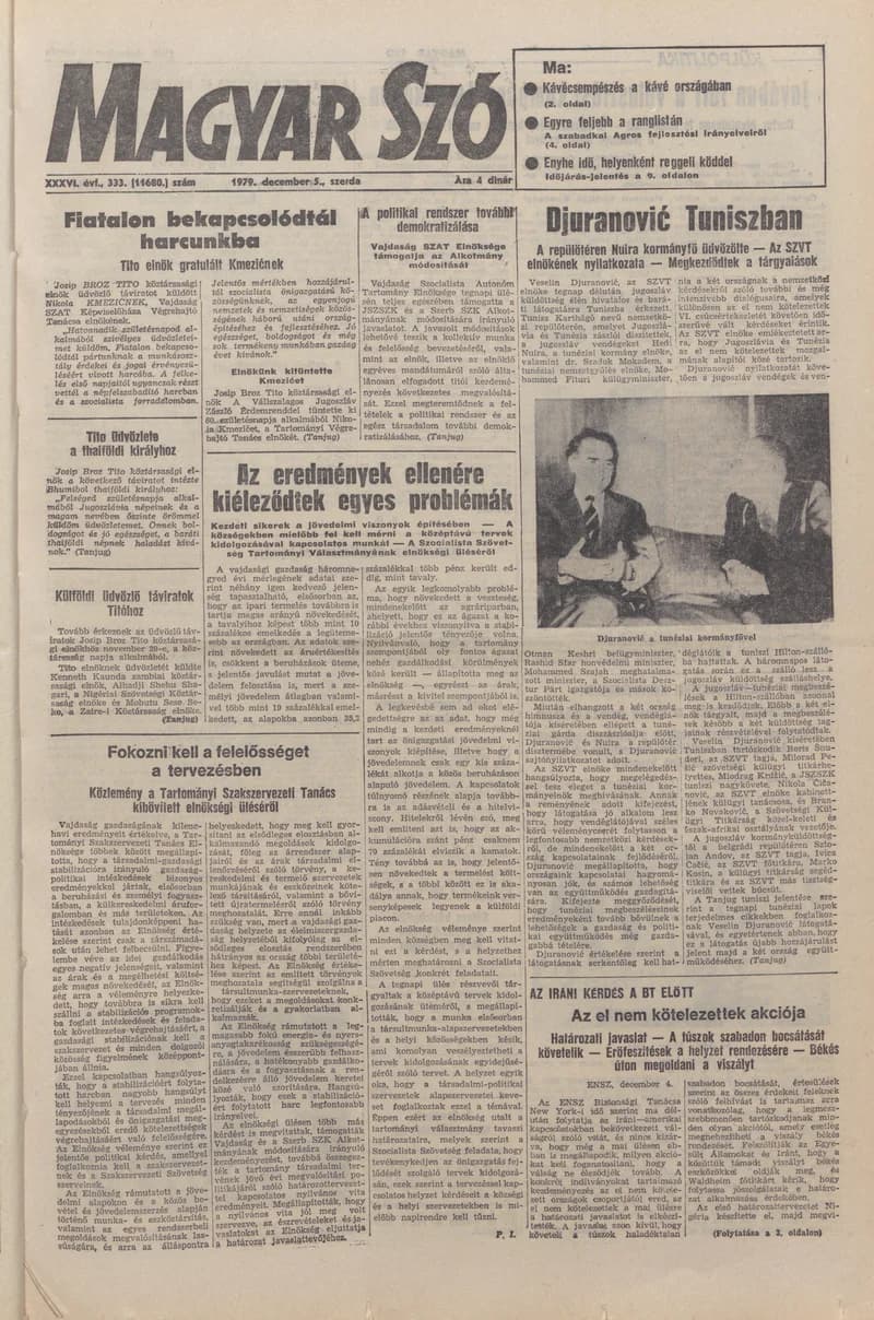 Magyar Szó, 36. évf. 1979. december 5. 333. sz. 1–20. oldal