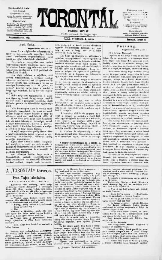 Torontál, 30. évf. 1901. január 5. 4. sz.