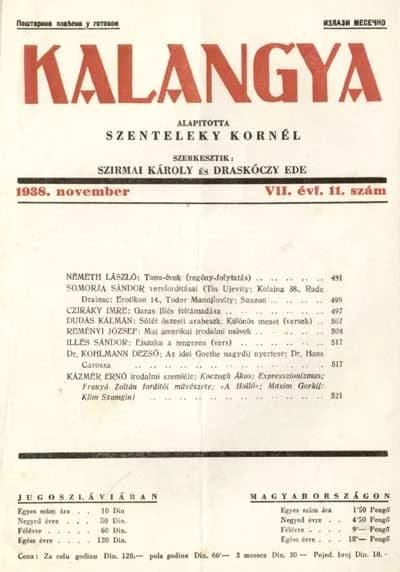 Kalangya, 7. évf. 1938. november. 11. sz. 481–527. oldal