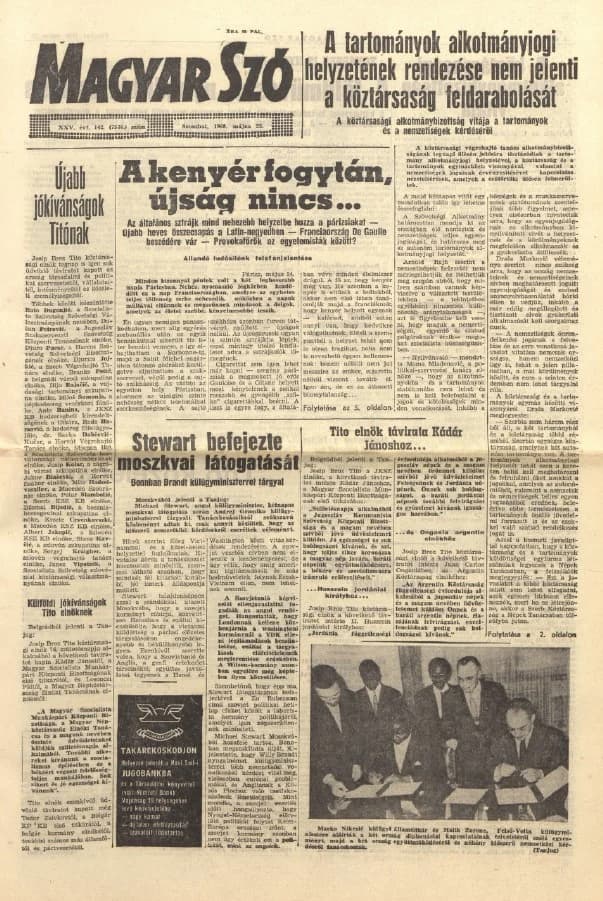 Magyar Szó, 25. évf. 1968. május 25. 142. sz. 1–20. oldal