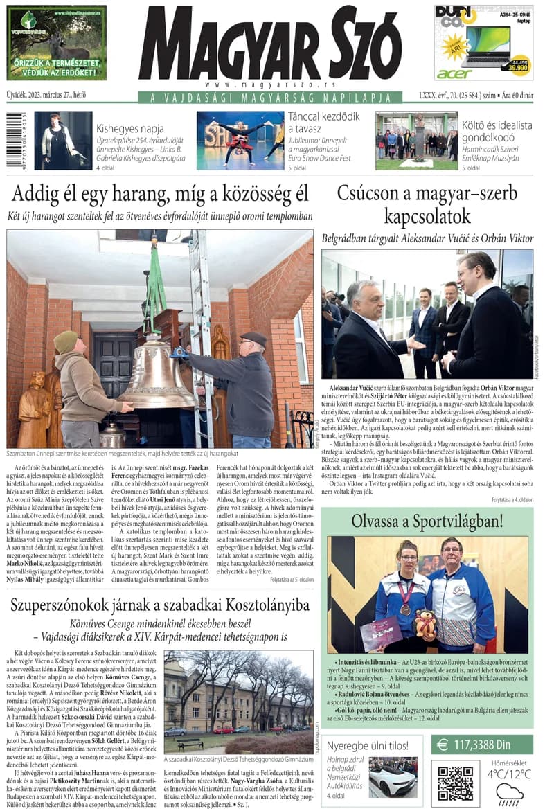 Magyar Szó, 80. évf. 2023. március 27. 70. sz. 1–16. oldal