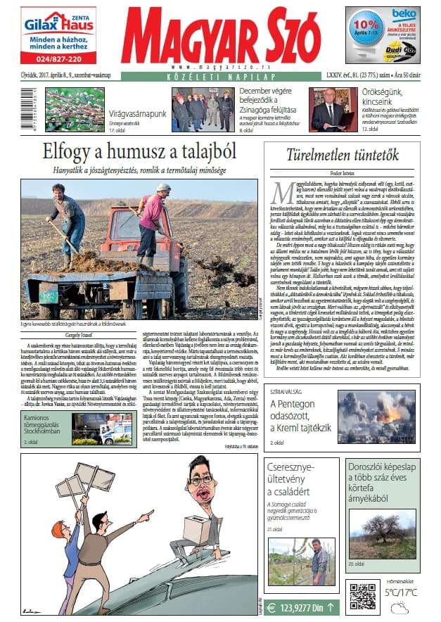 Magyar Szó, 74. évf. 2017. április 8. – 9. 81. sz. 1–32. oldal