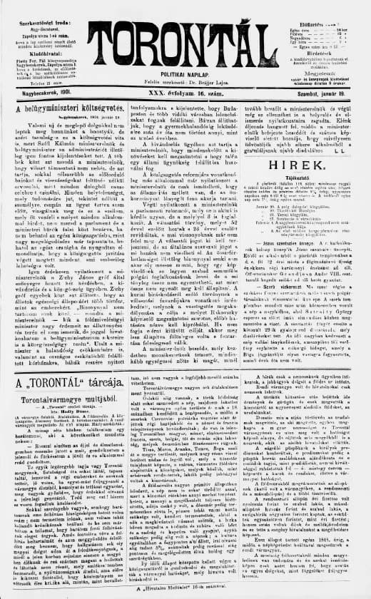 Torontál, 30. évf. 1901. január 19. 16. sz.