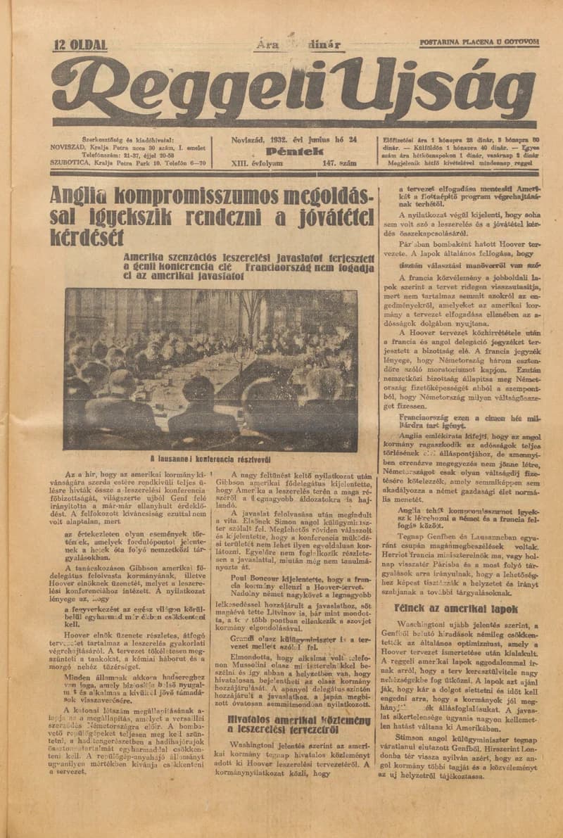 Reggeli Újság, 13. évf. 1932. június 24. 147. sz.