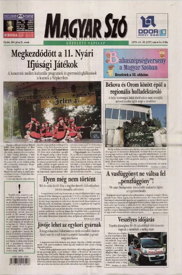 Magyar Szó, 67. évf. 2010. július 21. 167. sz. 1–20. oldal