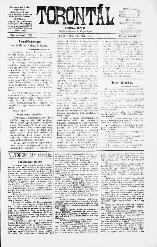 Torontál, 34. évf. 1905. december 15. 286. sz.