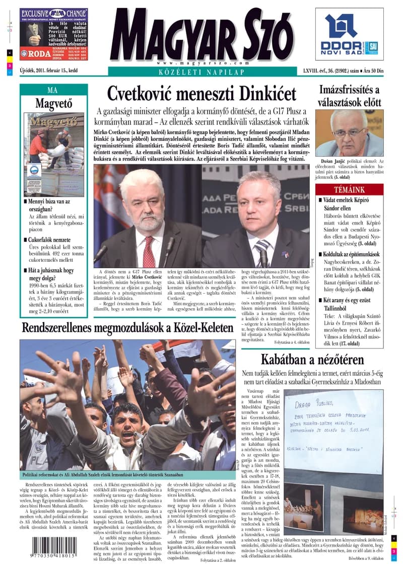 Magyar Szó, 68. évf. 2011. február 15. 36. sz. 1–20. oldal