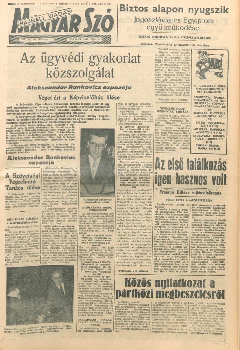 Magyar Szó, 14. évf. 1957. március 28. 85. sz. 1–16. oldal