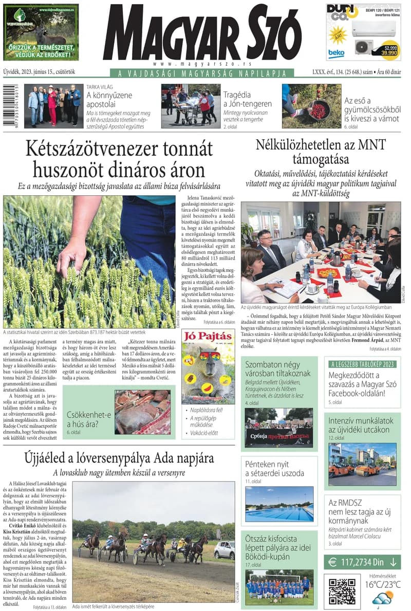 Magyar Szó, 80. évf. 2023. június 15. 134. sz. 1–20. oldal