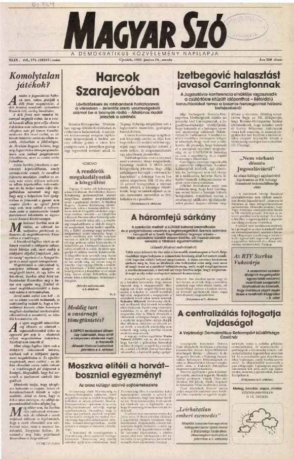 Magyar Szó, 49. évf. 1992. június 24. 171. sz. 1–16. oldal