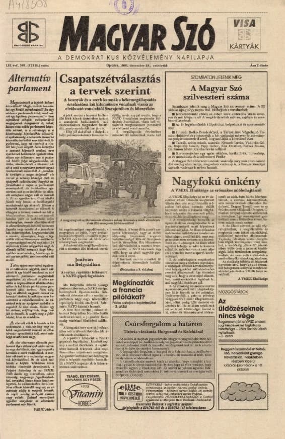 Magyar Szó, 52. évf. 1995. december 28. 301. sz. 1–16. oldal