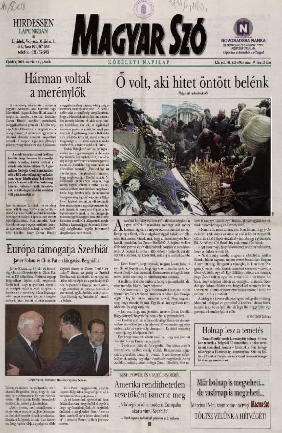 Magyar Szó, 60. évf. 2003. március 14. 61. sz. 1–16. oldal