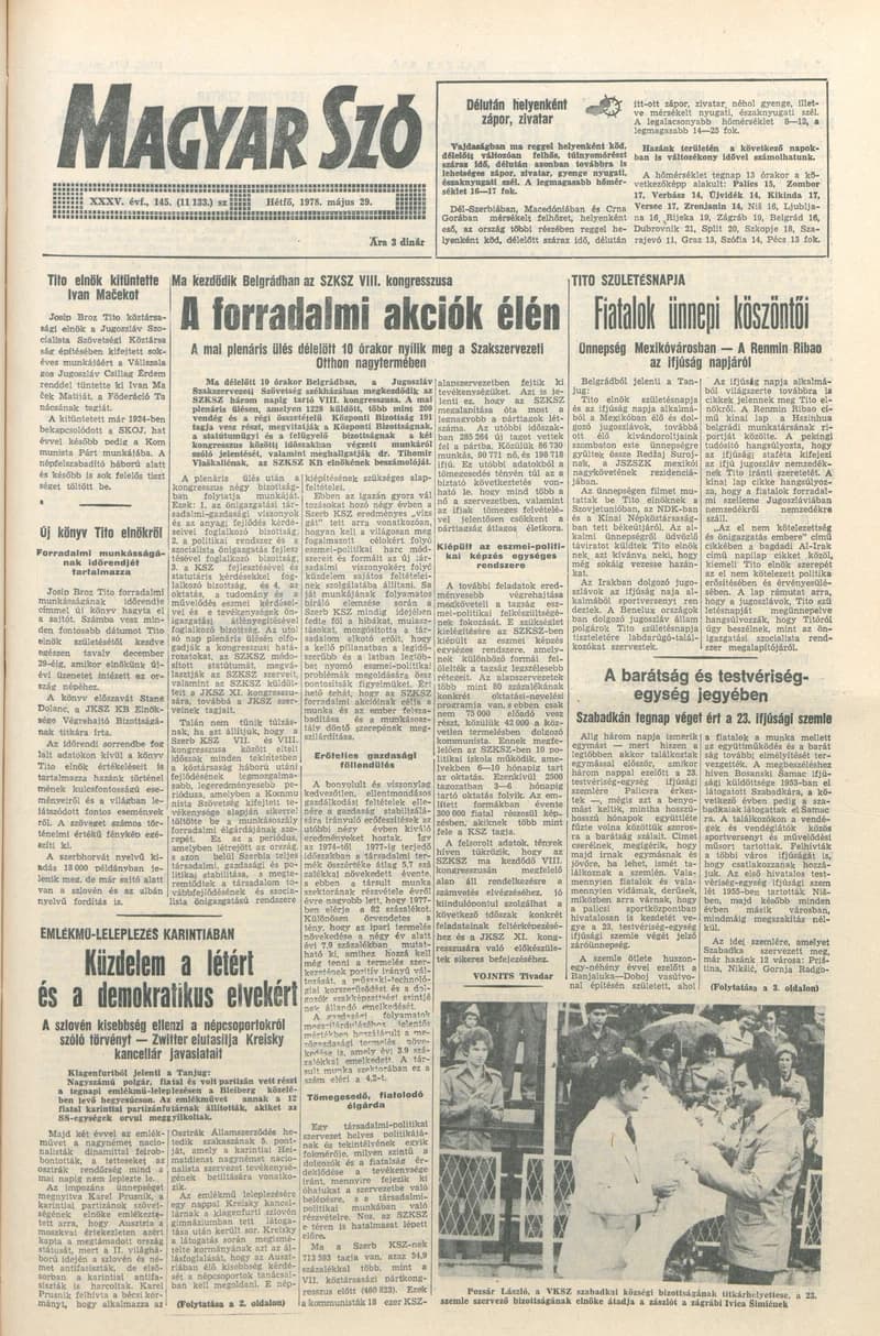 Magyar Szó, 35. évf. 1978. május 29. 145. sz. 1–8. oldal