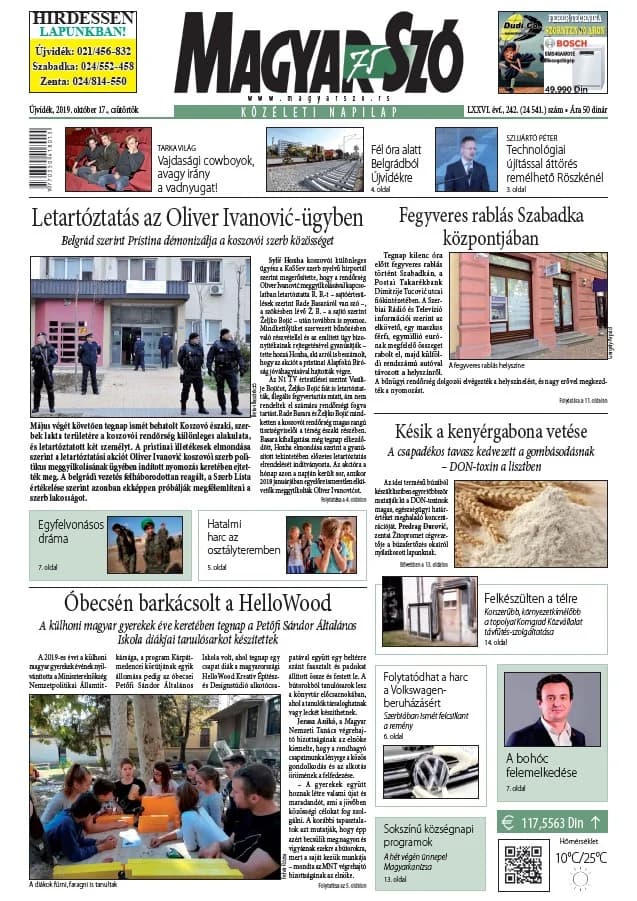 Magyar Szó, 76. évf. 2019. október 17. 242. sz. 1–20. oldal