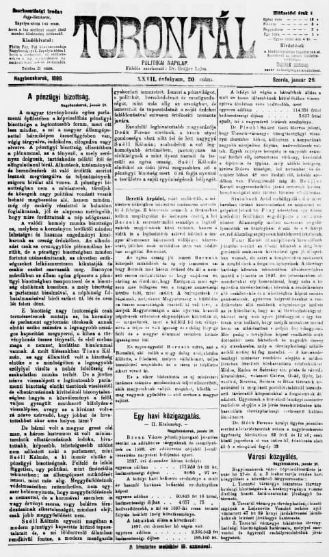 Torontál, 27. évf. 1898. január 26. 20. sz.