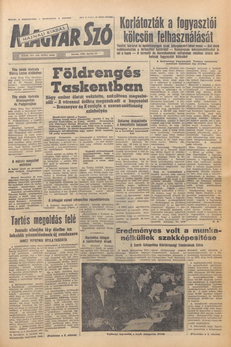 Magyar Szó, 23. évf. 1966. április 27. 115. sz.