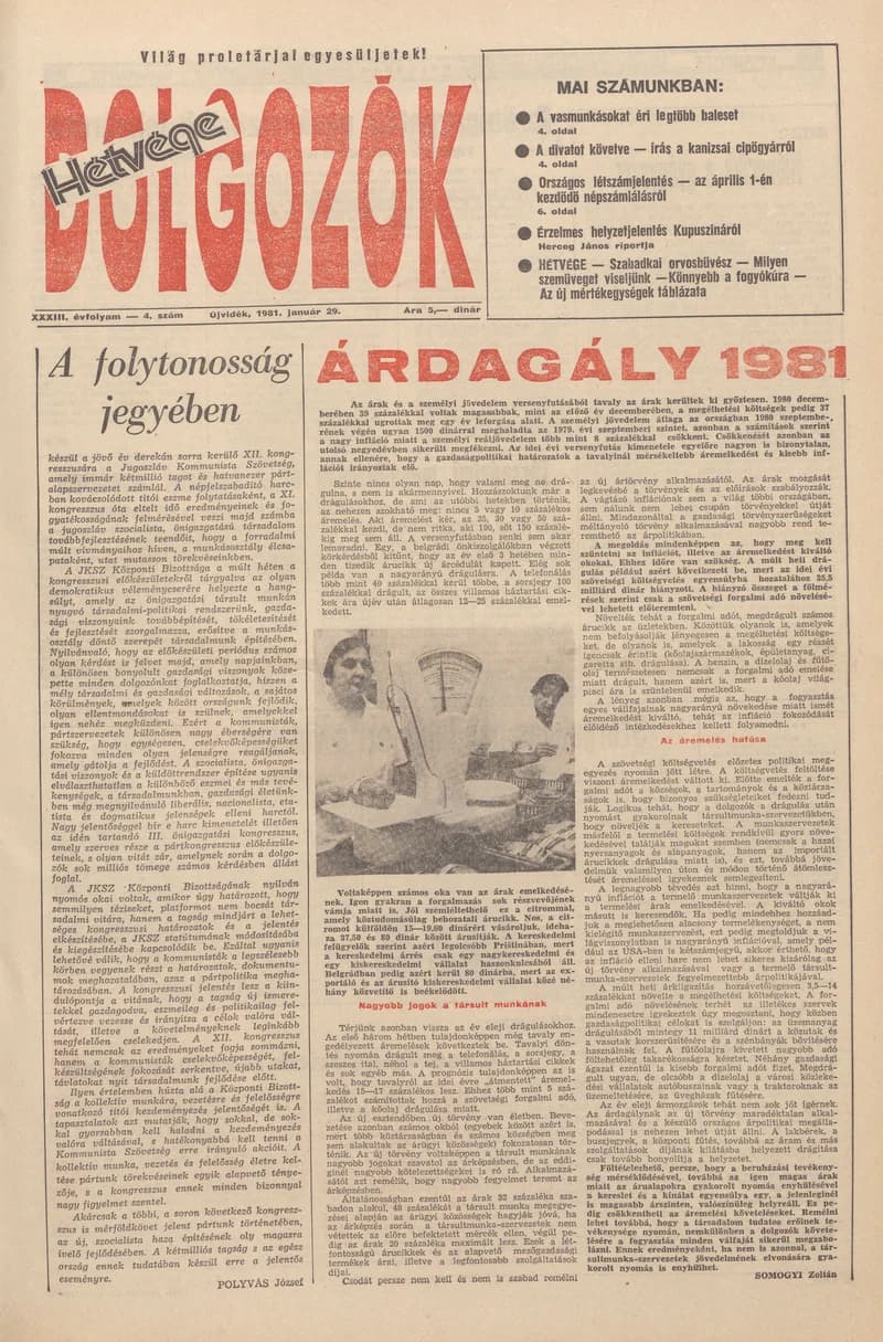 Dolgozók, 35. évf. 1981. január 29. 4. sz.