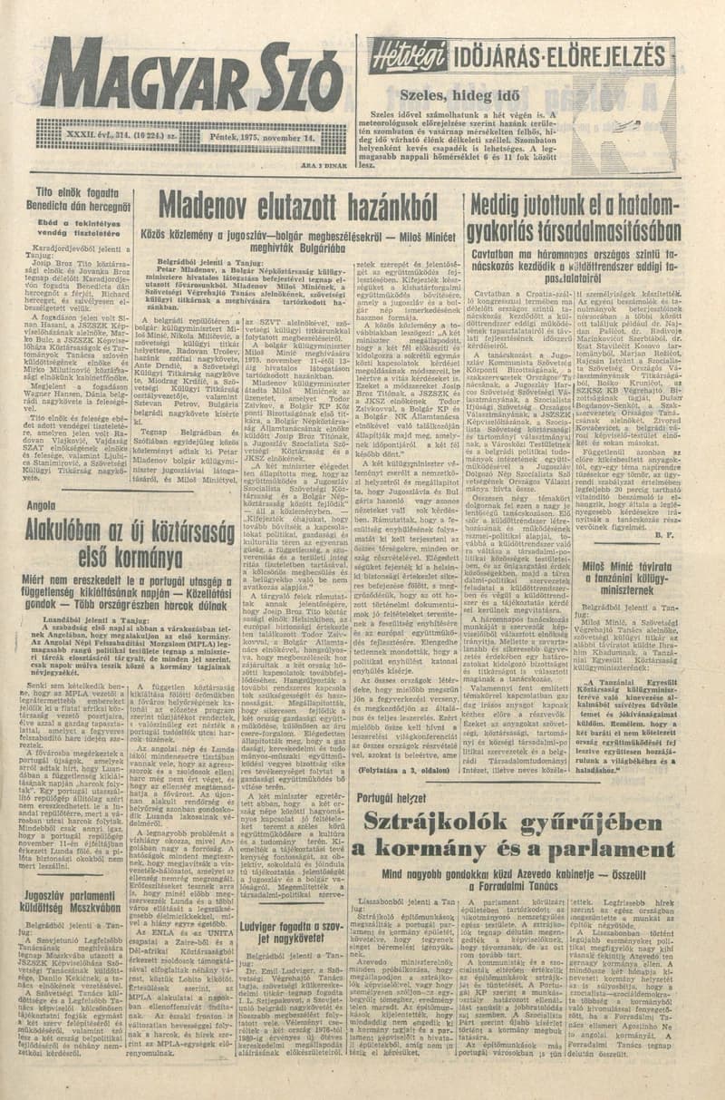 Magyar Szó, 32. évf. 1975. november 14. 314. sz.