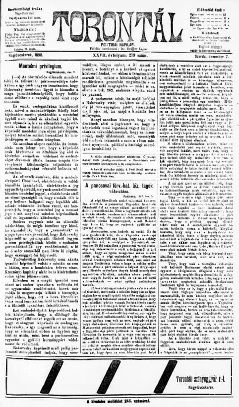 Torontál, 27. évf. 1898. december 7. 279. sz.