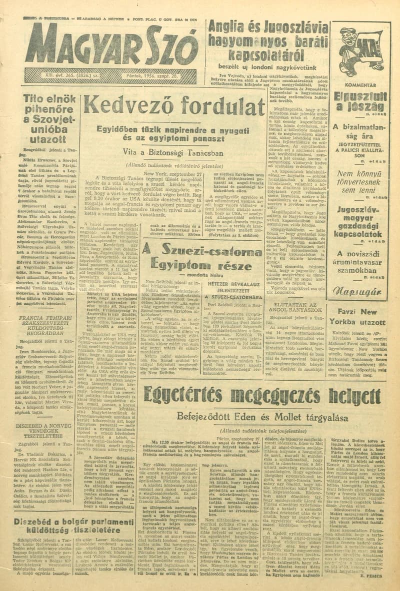 Magyar Szó, 13. évf. 1956. szeptember 28. 265. sz. 1–10. oldal