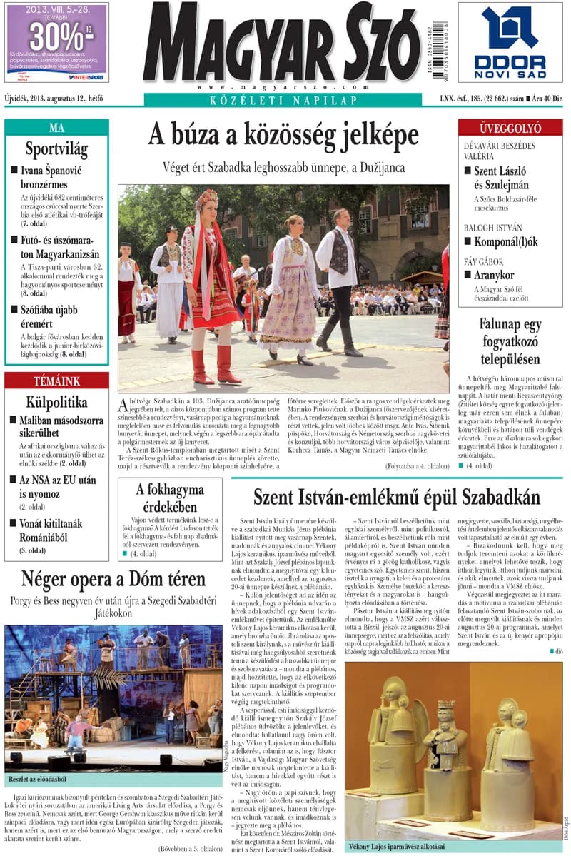 Magyar Szó, 70. évf. 2013. augusztus 12. 185. sz. 1–16. oldal