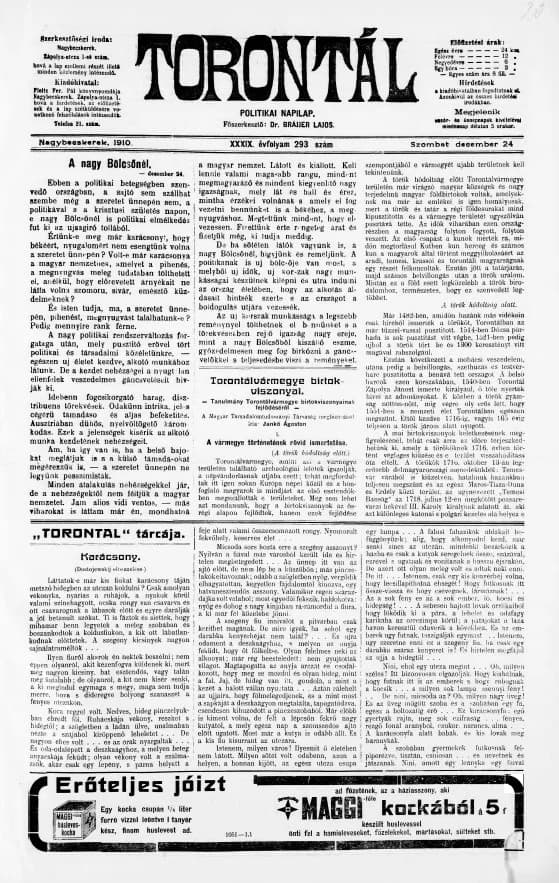 Torontál, 39. évf. 1910. december 24. 293. sz.
