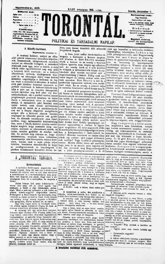 Torontál, 24. évf. 1895. december 11. 285. sz.