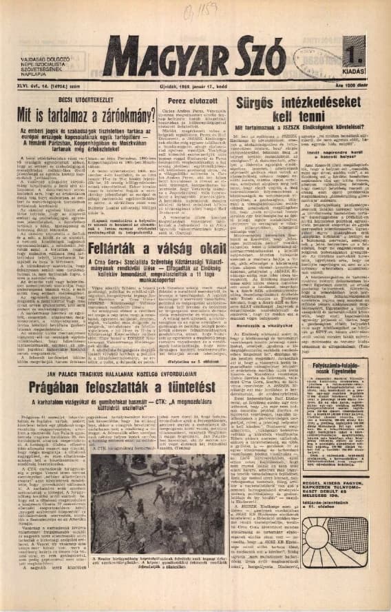 Magyar Szó, 46. évf. 1989. január 17. 14. sz. 1–20. oldal