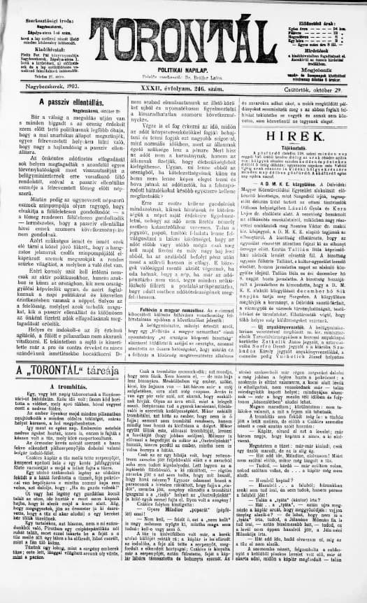 Torontál, 32. évf. 1903. október 29. 246. sz.