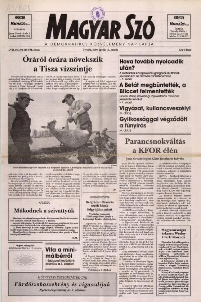 Magyar Szó, 57. évf. 2000. április 19. 92. sz. 1–16. oldal